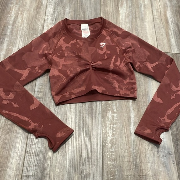 gymshark adapt camo seamless long sleeve crop top medium - Picture 7 of 11